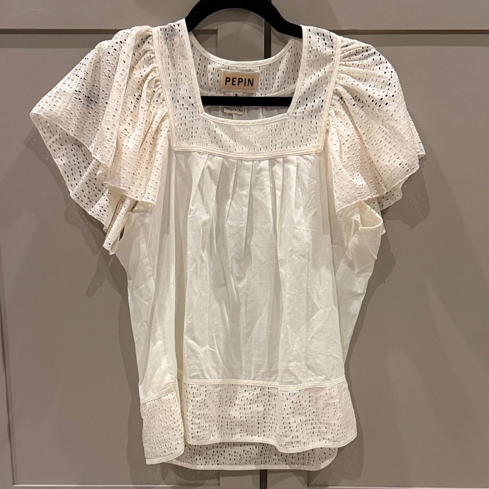 Anthropologie Pepin Flutter Sleeve Blouse